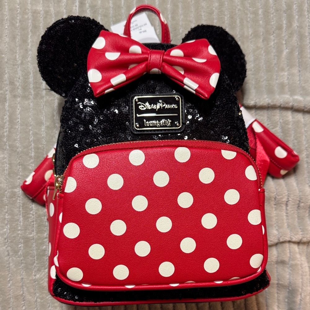 Loungefly Disney Red and White Polka Dot Kids Backpack